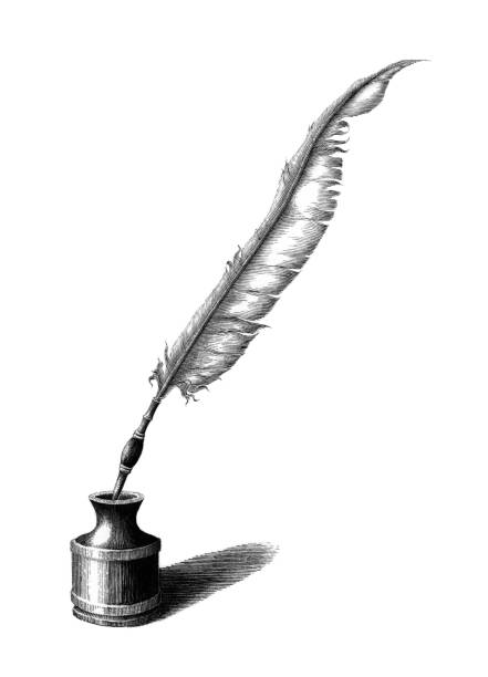 istockphoto-909398864-612×612 Quill pen and Ink Bottle hand drawing vintage engraving illustration on white background